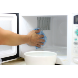 What is the best way to clean inside the microwave?
